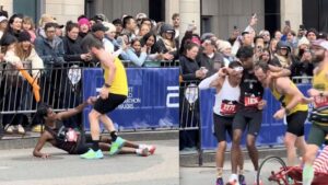 Corredores ayudan a atleta caído en el Maratón de Boston | Ejemplo de solidaridad