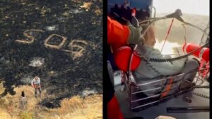 Rescatan a náufrago que escribió “SOS” en una isla en llamas de California