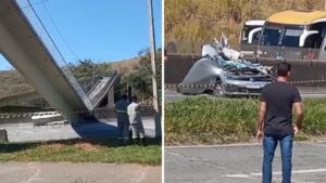 Una pasarela se desplomó sobre una autopista de Brasil tras ser impactada por un camión: al menos dos muertos