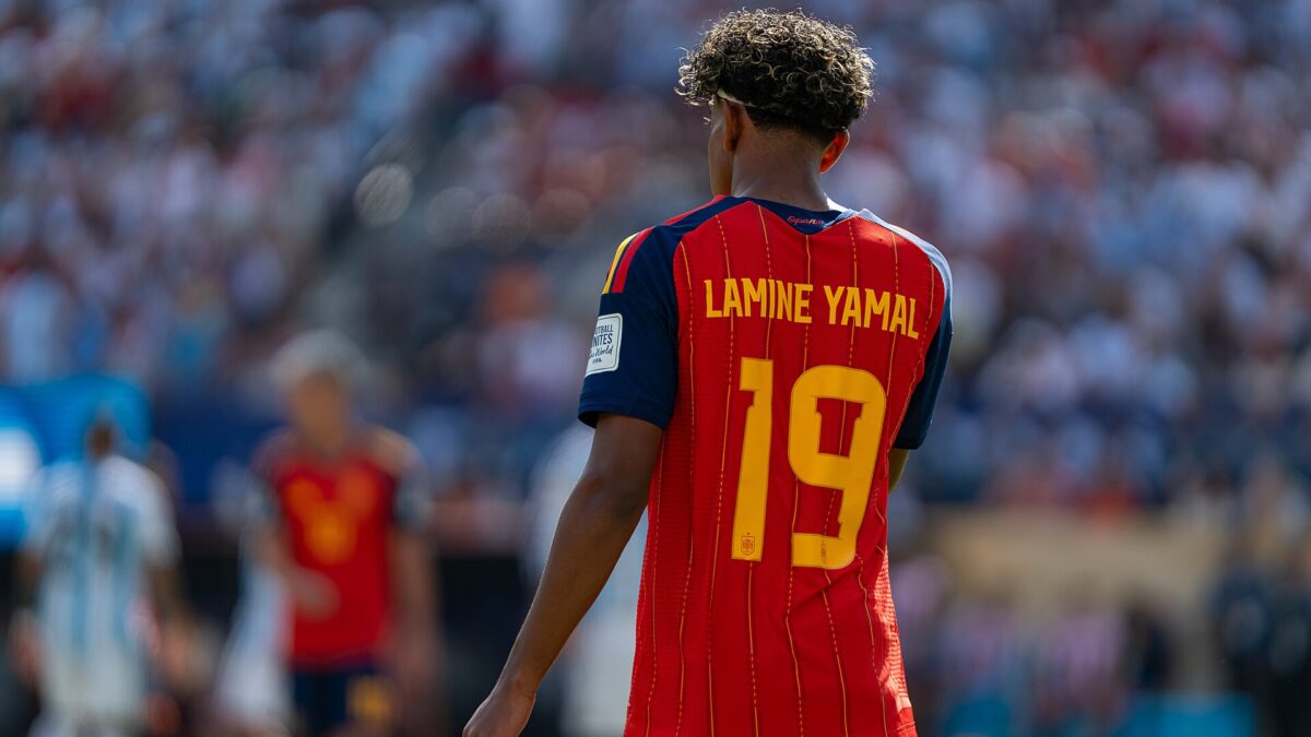 Lamine Yamal, de la selección de España, durante un partido en julio de 2026