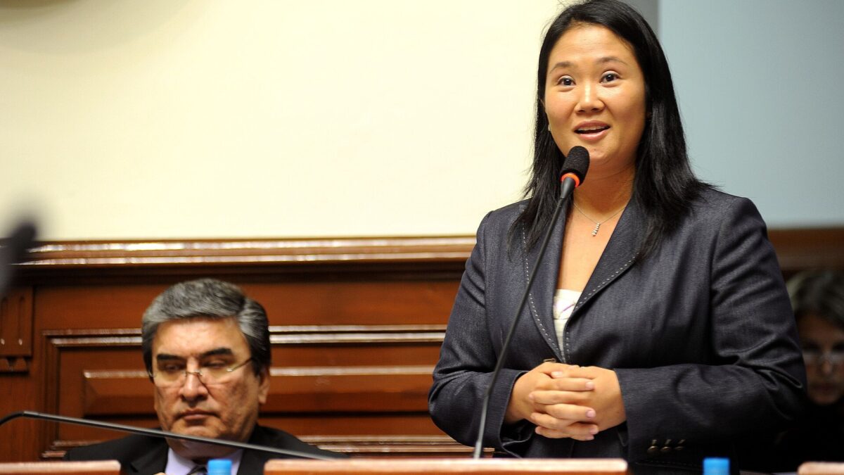 Keiko Fujimori en el Pleno del Congreso durante un debate parlamentario, en una foto de archivo