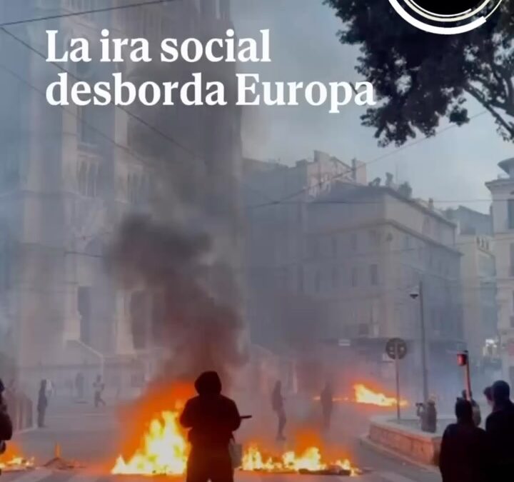Imagen de las protestas juveniles en ciudades europeas difundida por MCN