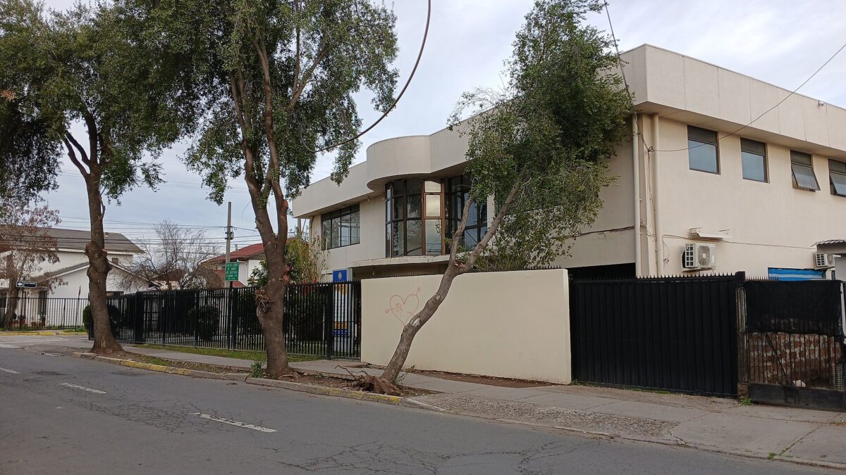 Árbol caído sobre la sede del Club de Leones de Maipú, en Santiago, tras el temporal del 1 de agosto de 2024